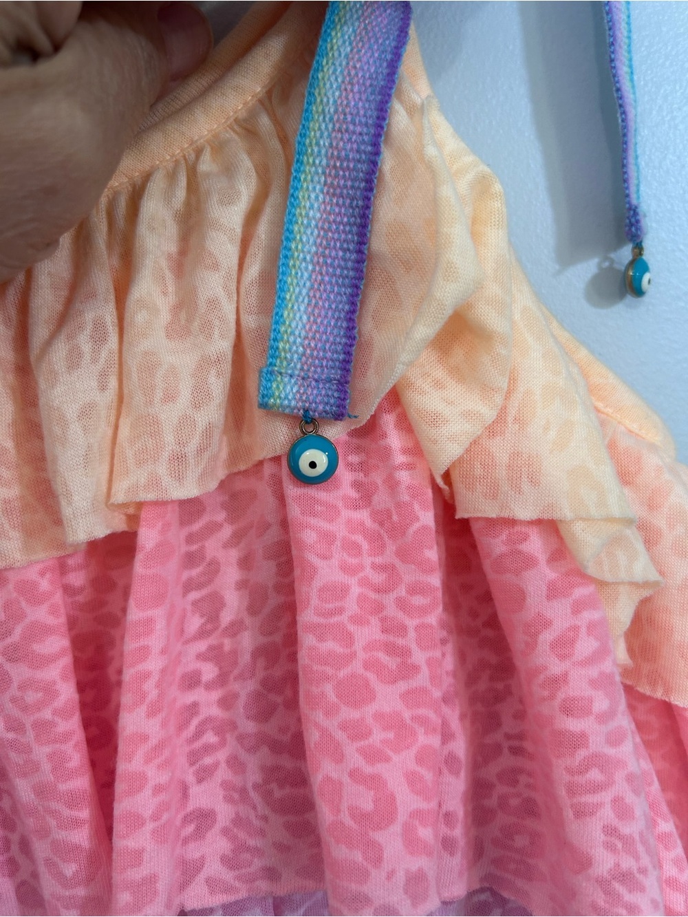 Pitusa Pastel Rainbow Tiered Ruffle Mini Dress Petite - Picture 10 of 16